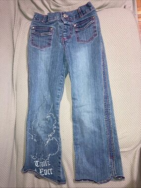 Vintage Trollz Blue Flared Jeans with Embroidered Design